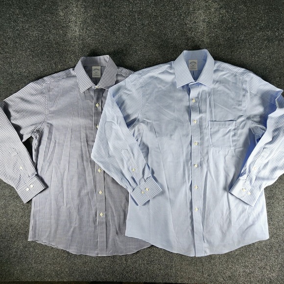 Brooks Brothers Other - Lot of 2 Brooks Brothers 1818 Regent Fit Gingham Dress Shirts 15.5 32/33 Blue
